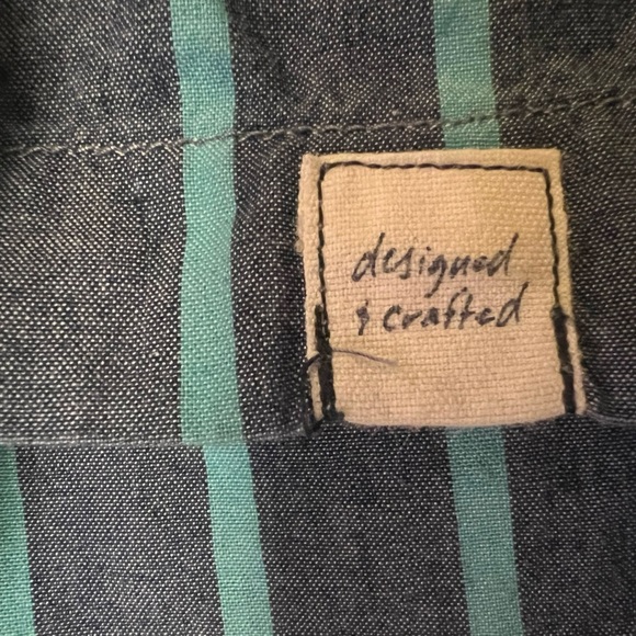 Gap Shrunken Boyfriend Shirt - Denim Blue with Teal Stripes - Size XS - Picture 5 of 10